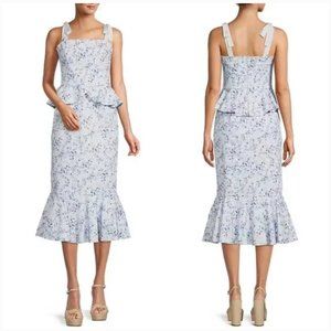 Born on Fifth x Antonio Melani Pippa Blue Floral Print Fit & Flare Peplum Dress